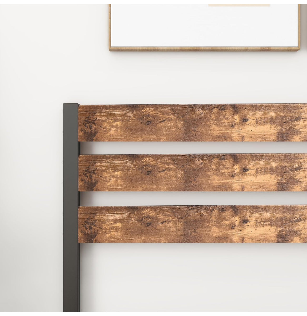 Double Bed Frame with Wood Headboard