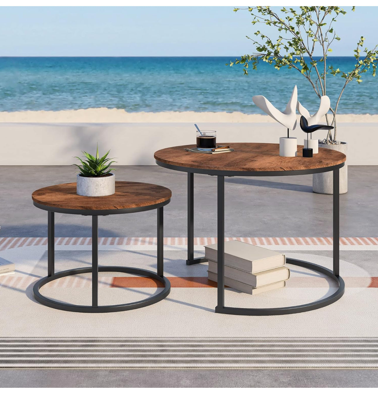 Round Coffee Tables Set of 2