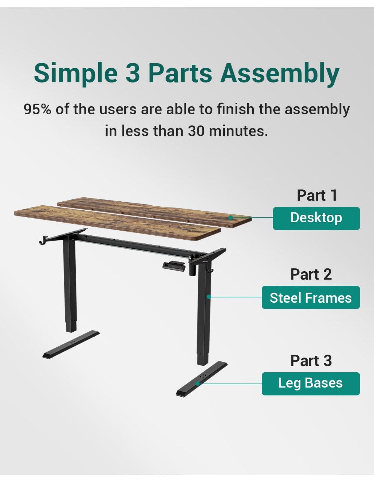 Electric Standing Desk 100 X 60 cm Heigh Adjustable