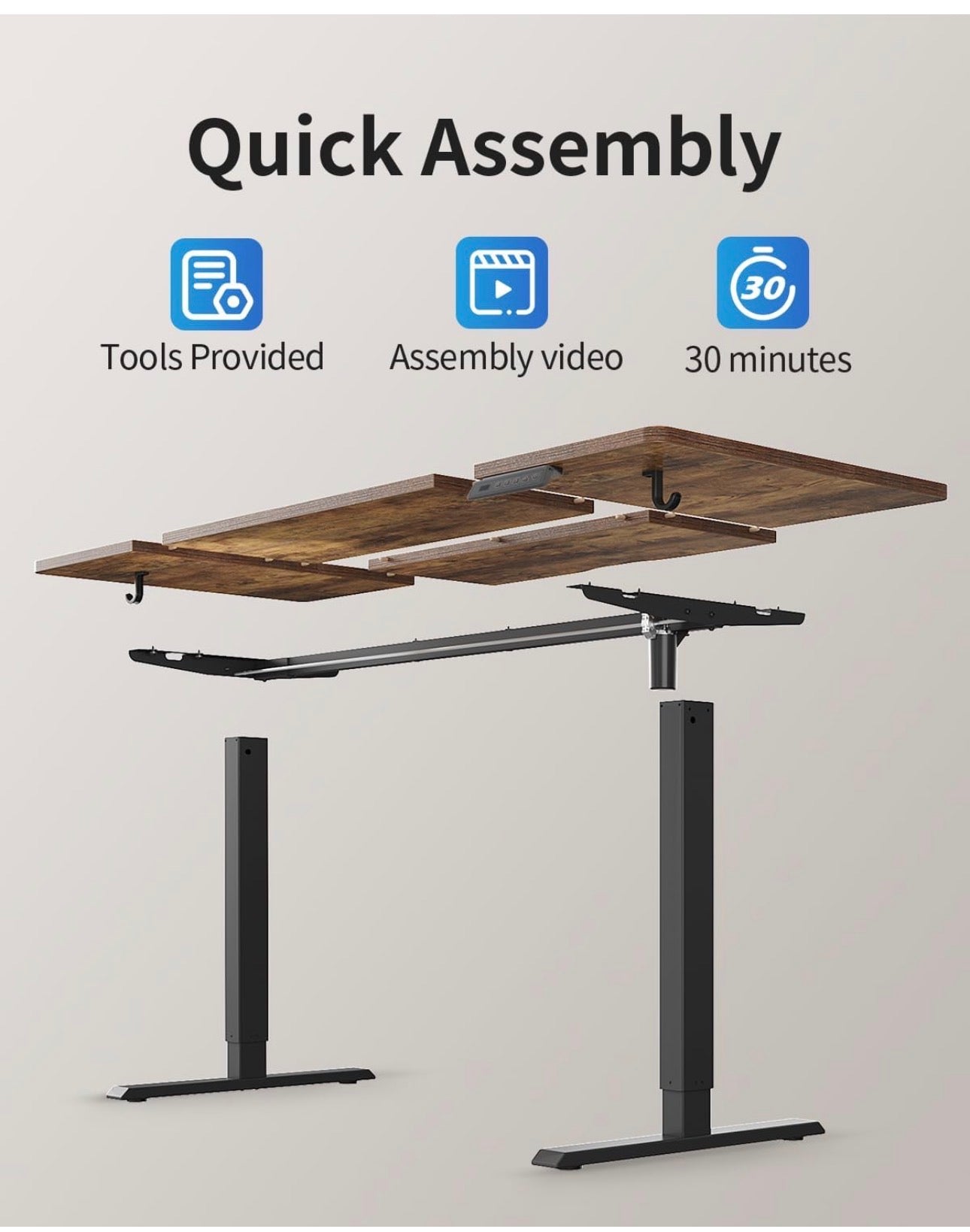 Electric Standing Desk Height Adjustable For Gaming and Computer, 120 x 60cm