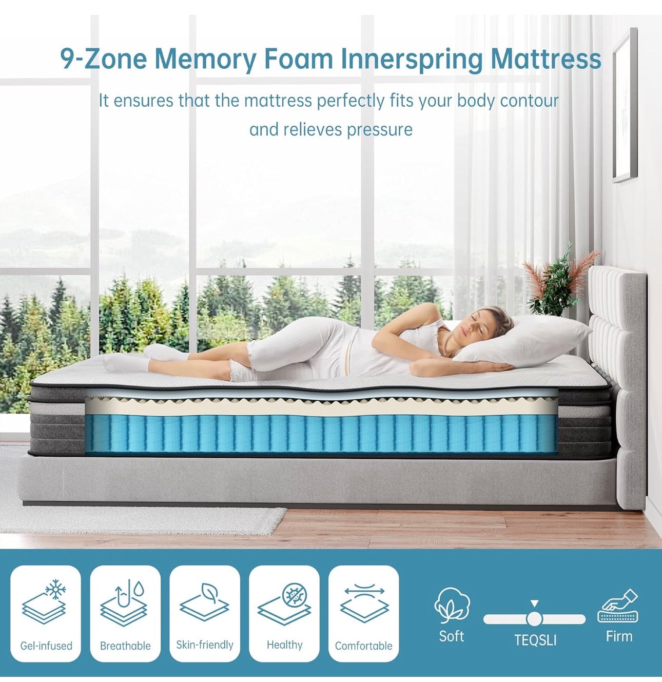 Small Double Mattress, 10.6 Inch Cool Memory Foam Individually Pocket Sprung Mattress
