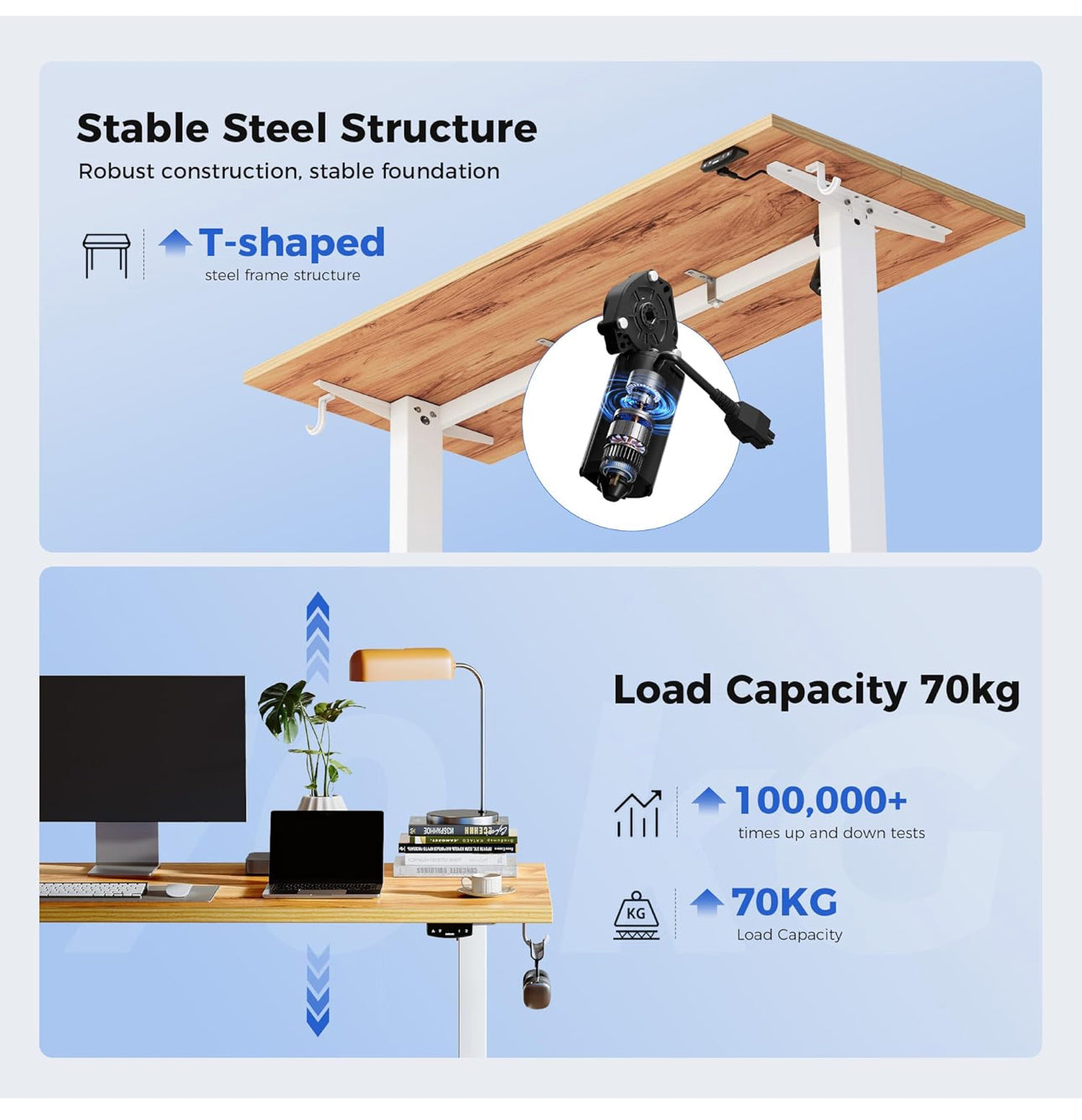 Electric Standing Desk, 120 x 60 cm Height Adjustable