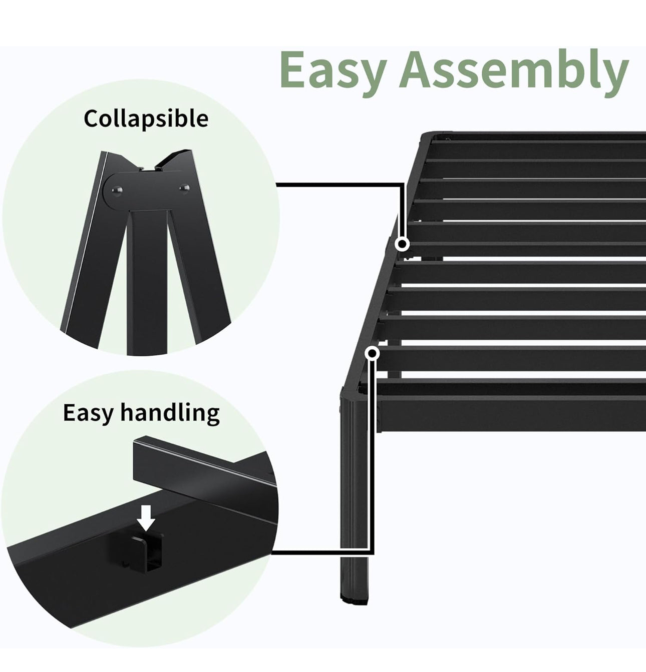 Small Double Bed Frame 4ft with Rounded Corner Legs, 41 cm