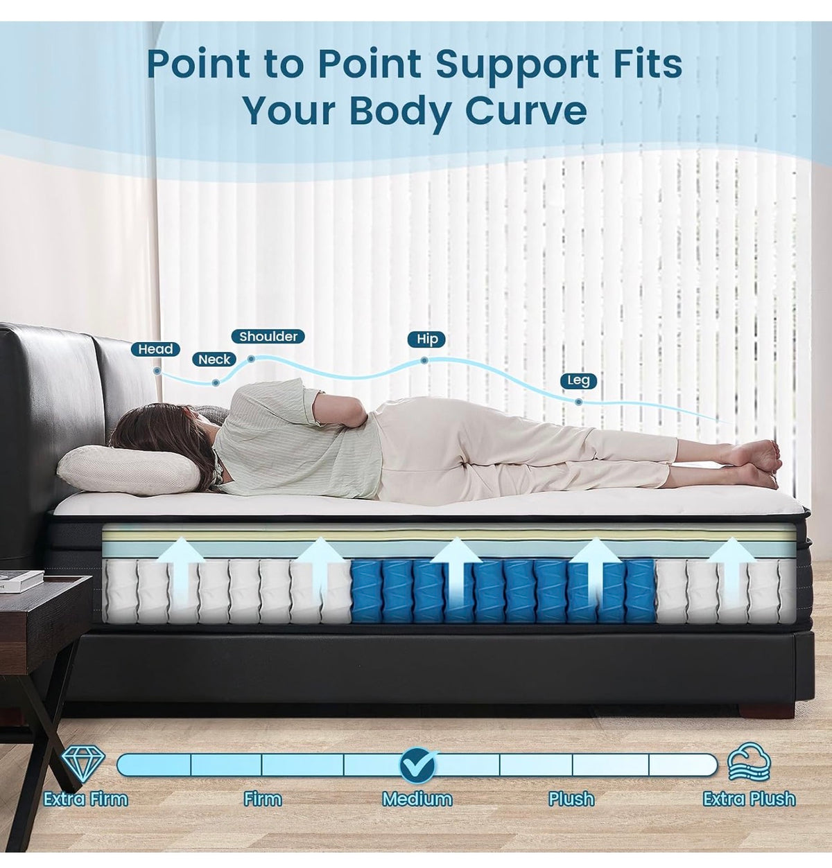 3FT Single Mattress, 10 Inch Memory Foam Hybrid Mattress with Breathable Fabric and Pocket Spring for Motion Isolation, Medium Firm, 90x190x25 cm