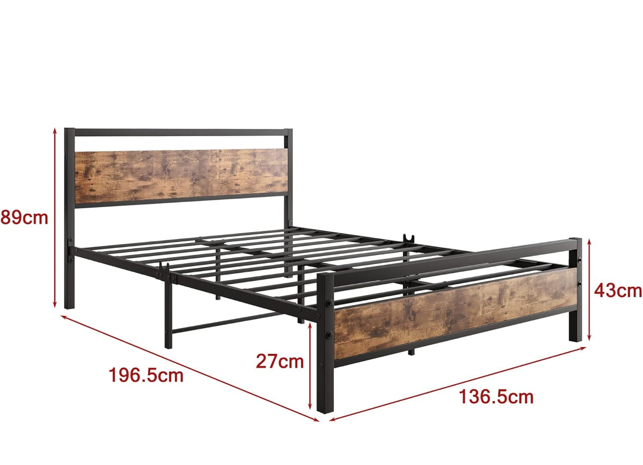 Double Bed Frames with Wood Headboard