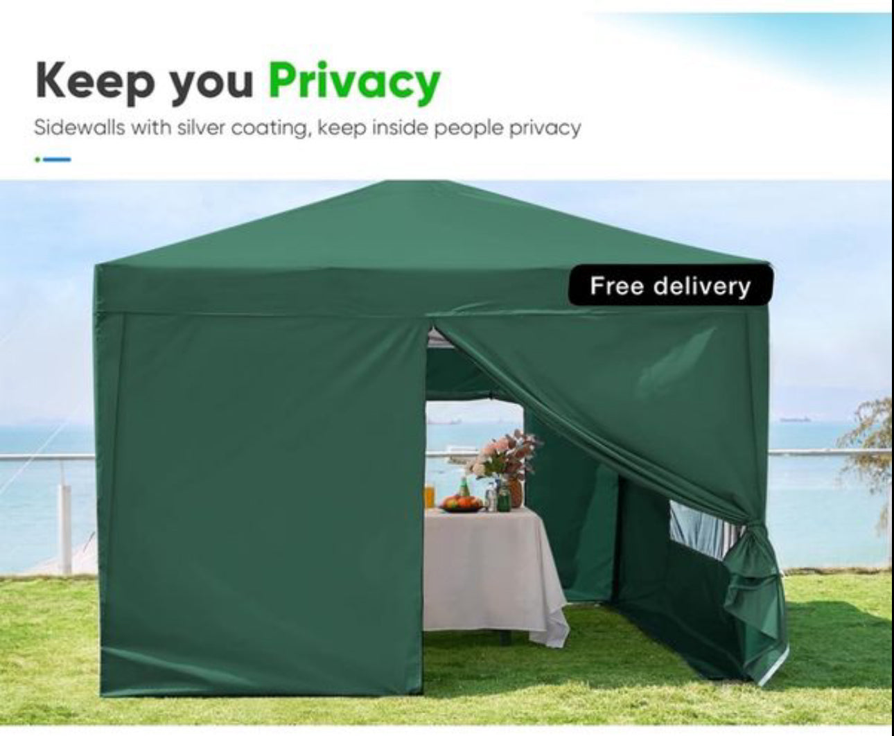 Pop Up Gazebo with 4 Sides, 3 x 3m
