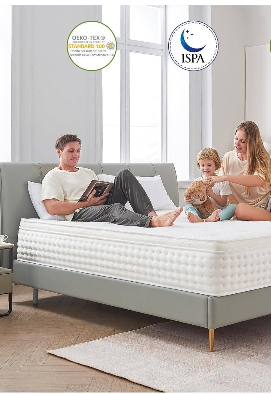 Small Double Mattress,10.2 Inch Medium Firm Memory Foam Pocket Sprung