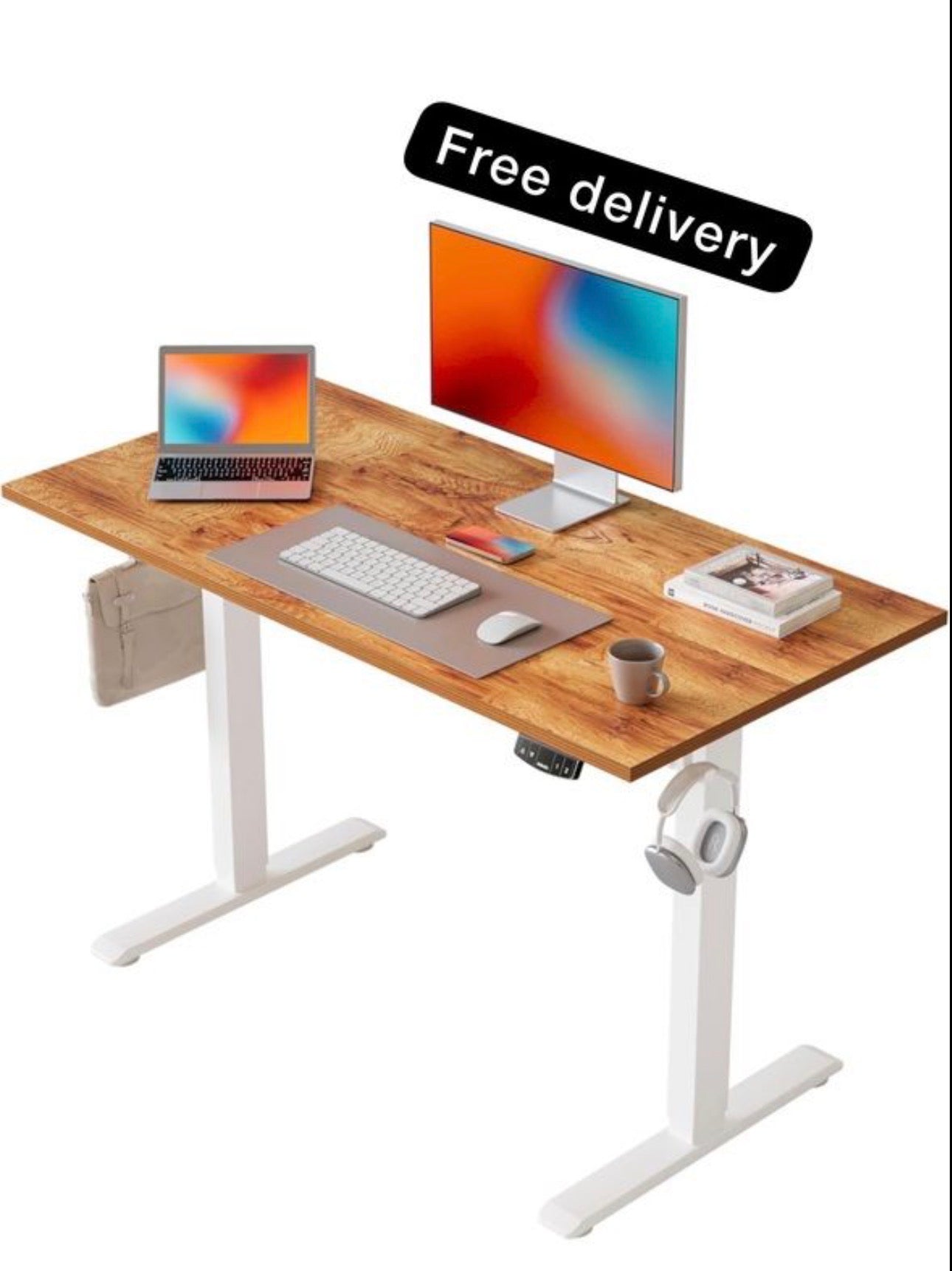 Electric Standing Desk, 100 x 60 cm Height Adjustable Sit Stand Desk