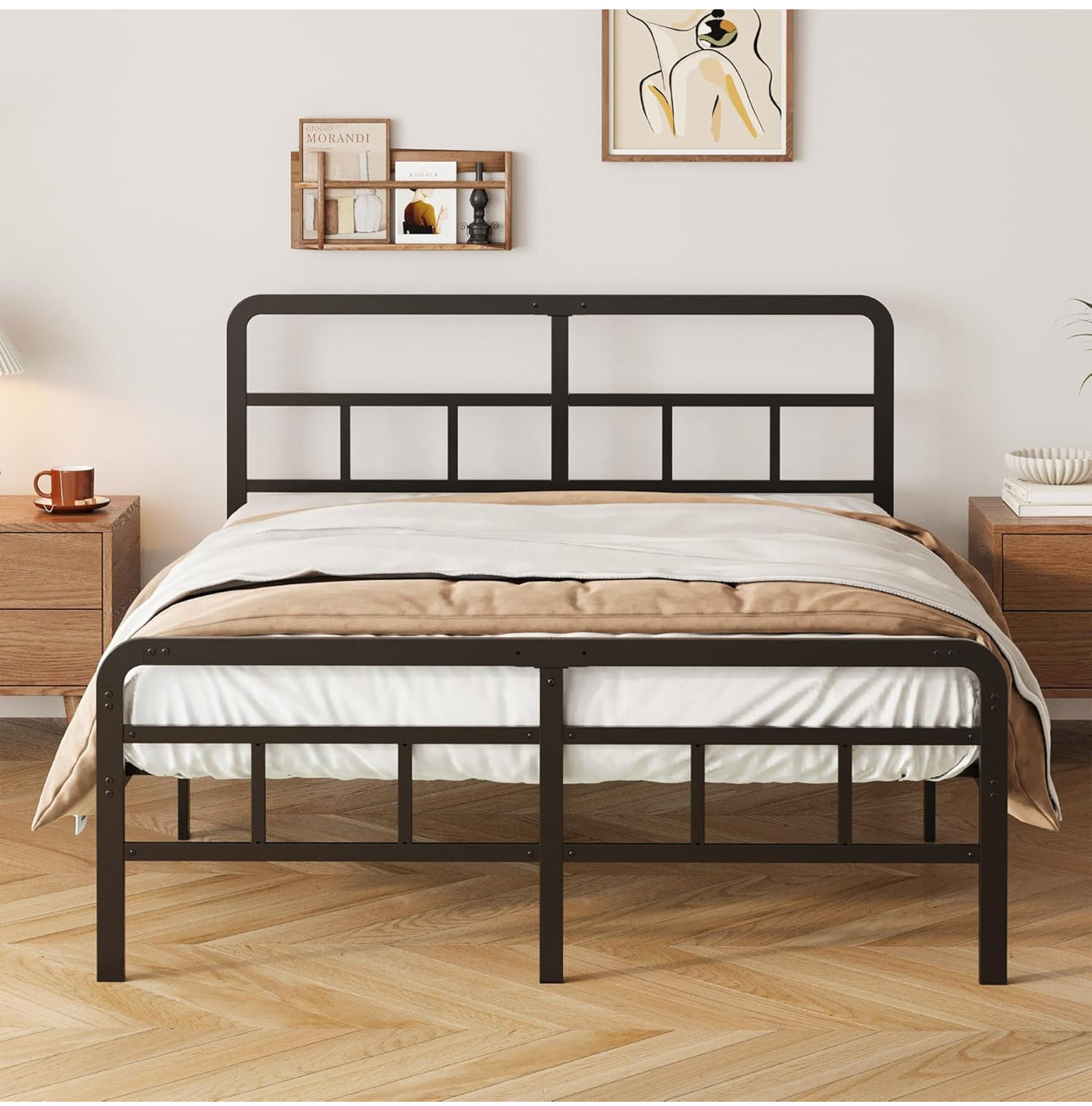 Small Double Bed Frame with Headboard and Footboard 120x190 cm