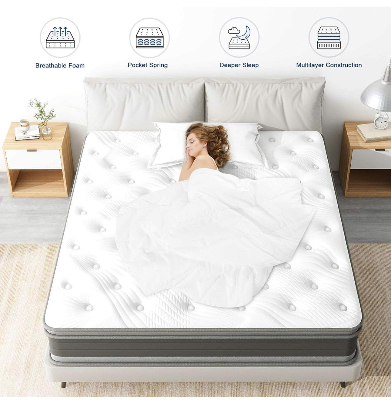 3FT Single Mattress, Sleeping Sprung Mattress Medium
