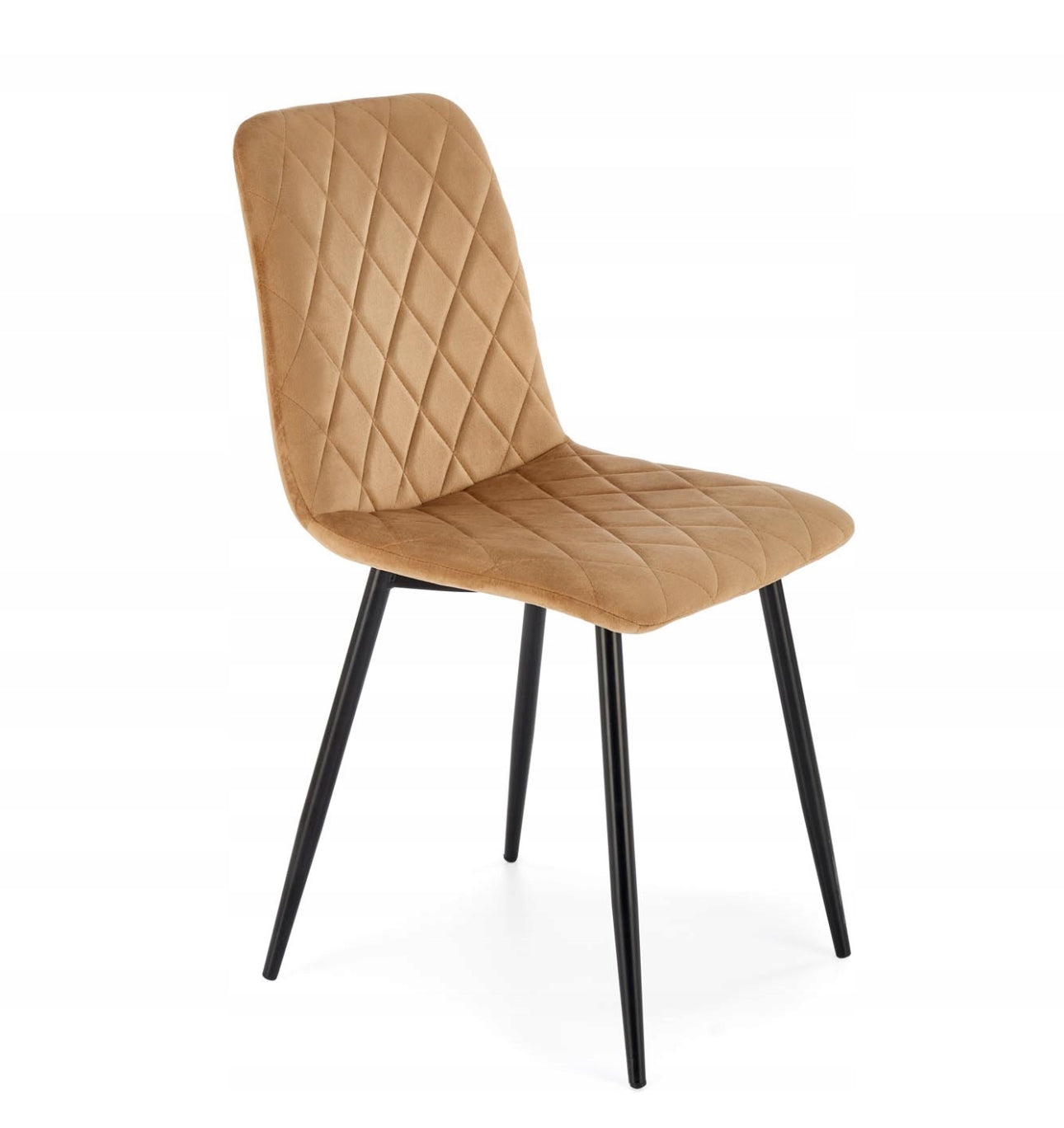 4 Upholstered Chair Velour Metal Beige Black