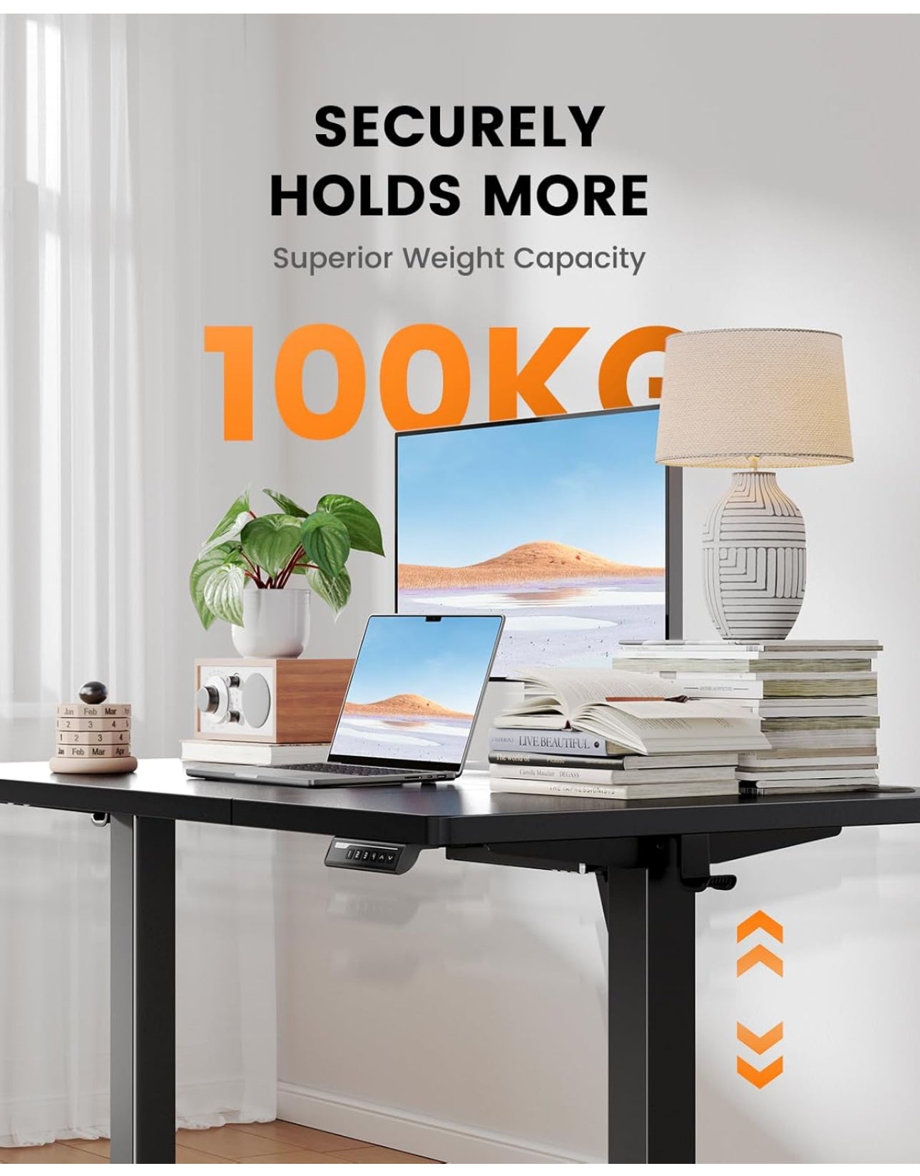 Electric Standing Desk with Advanced Brushless Motor, 160 x 80 cm Height Adjustable Desk