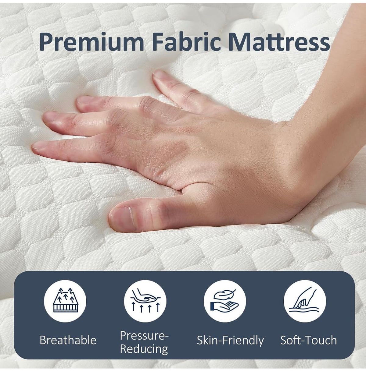 Double Mattress 25cm with Memory Foam & Pocketing Spring |In a Box,Medium Firm, Motion Isolation,Edge Support,Breathable Cover,White (135 * 190 * 25cm)