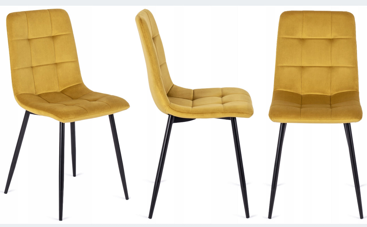 Upholstered Mustard Velor Kitchen Chairs
