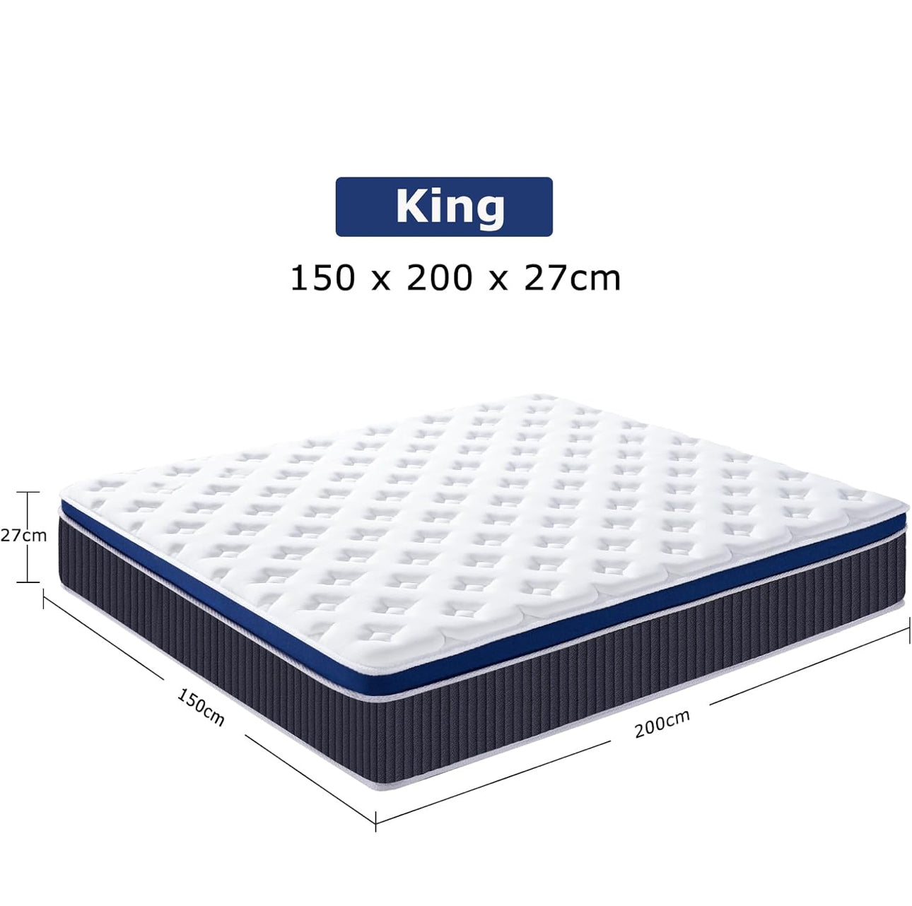 King Size Mattress 10.6 Inch, 5FT 7 Zone Orthopedic Mattress,Skin Friendly Cloth