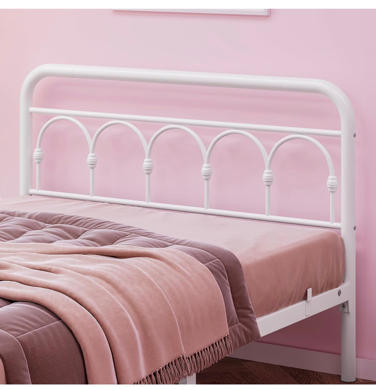 4ft6 Double Bed Frame with High Headboard and Footboard,Vintage Platform Bed Double