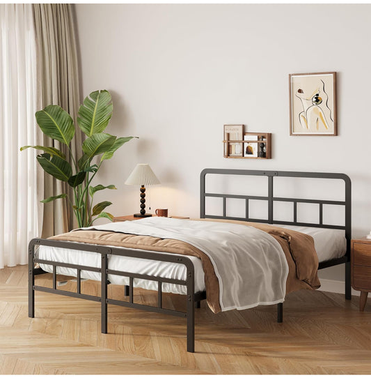 Small Double Bed Frame with Headboard and Footboard 120x190 cm