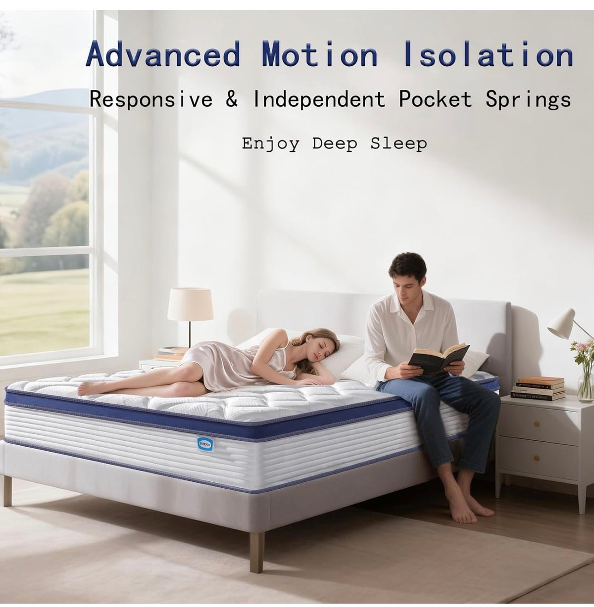 Single Mattress 90x190x27cm
Medium Firm Single Mattresses, 7-Zone Pocket Sprung with Memory Foam, Orthopaedic Support, Motion Isolation