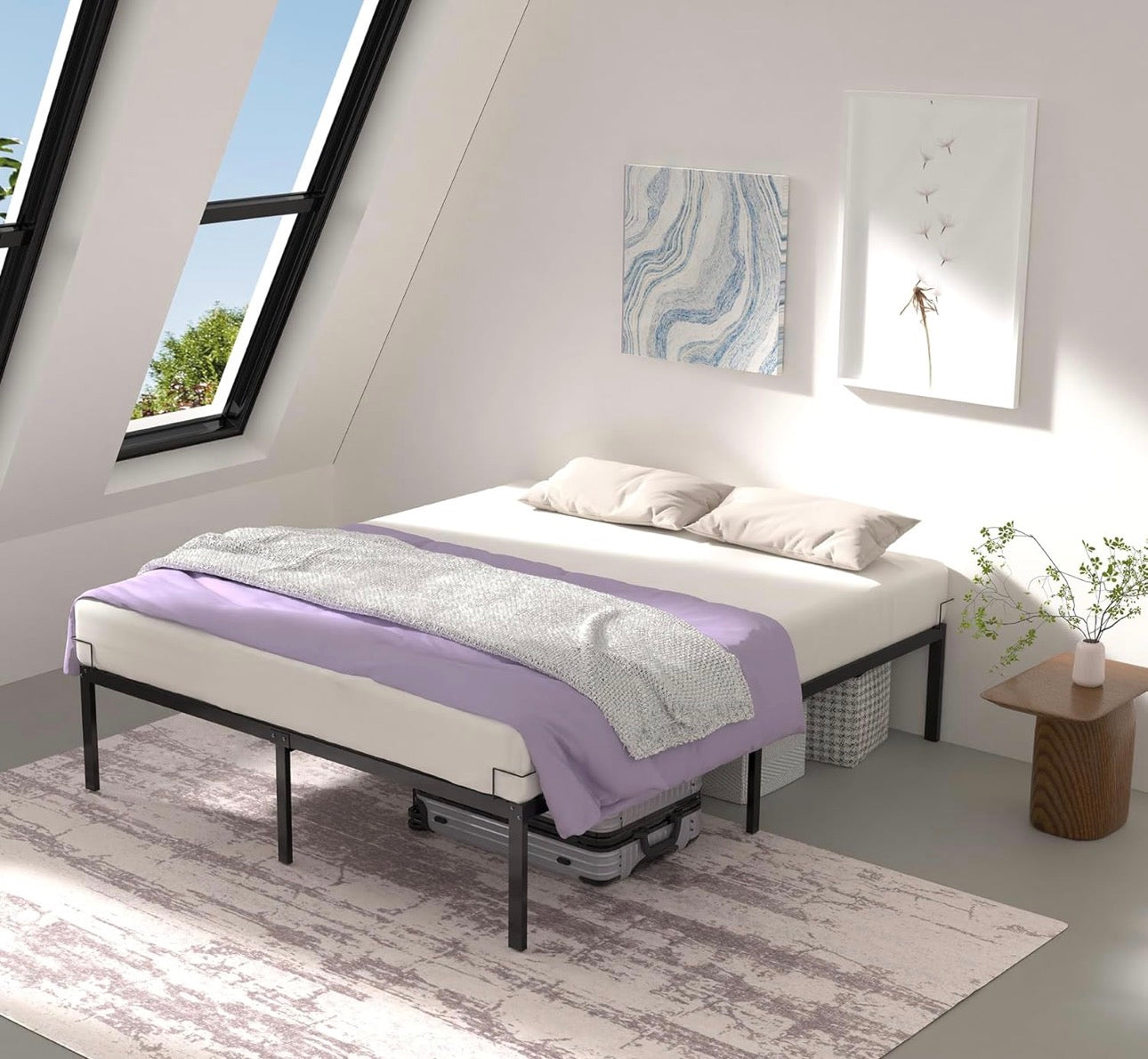 Super King Size Bed Frame 180 x 200 cm - Sturdy Metal Bed Frame with Steel Slat Support - 36cm Height