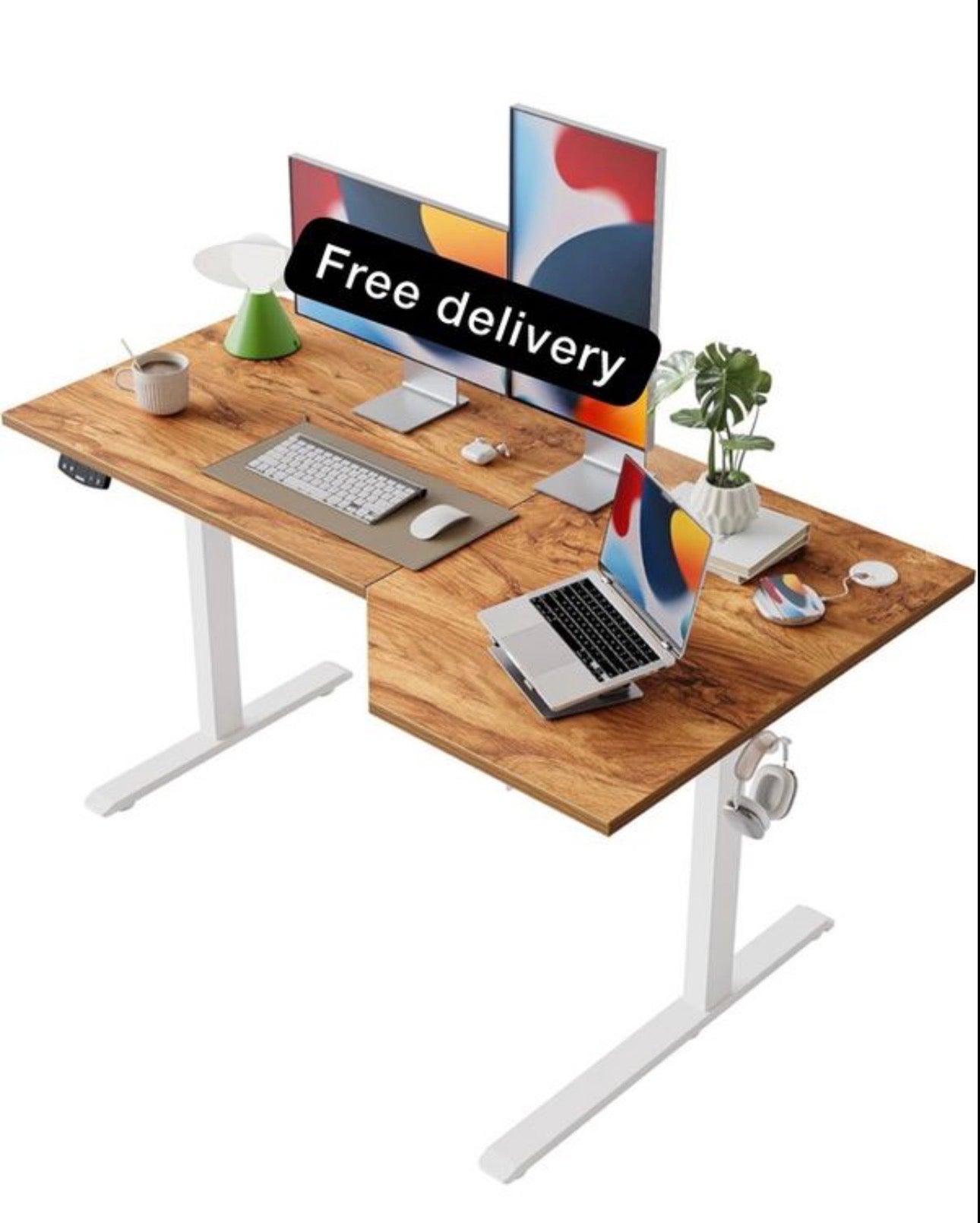 L-Shaped Electric Standing Desk, 140cm Height Adjustable