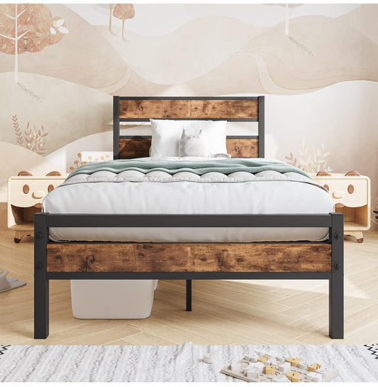 Single Bed Frame with Storage, Metal Bed Frame