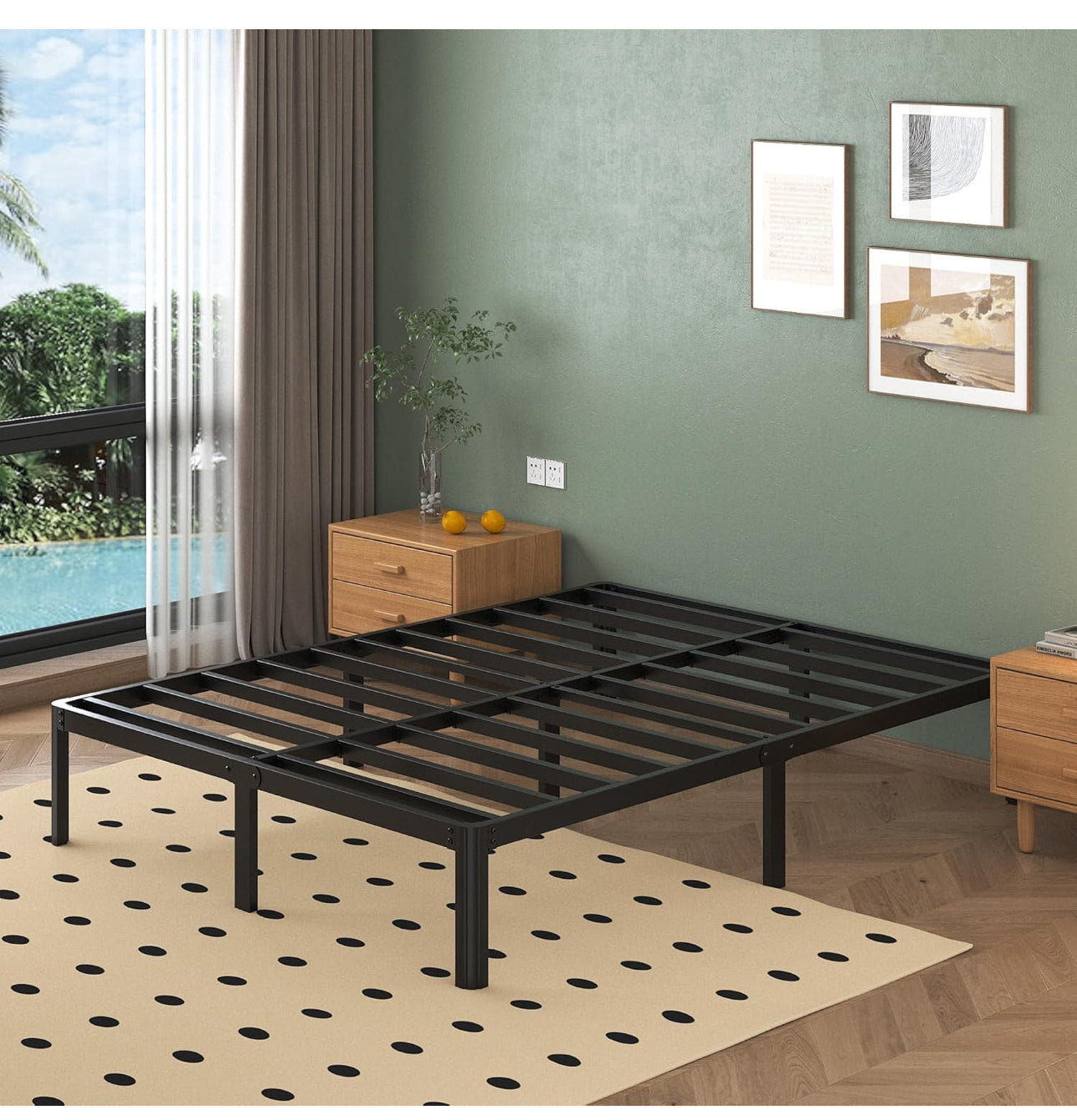 King Size Bed Frame 30.5 cm High with Rounded Corner Legs