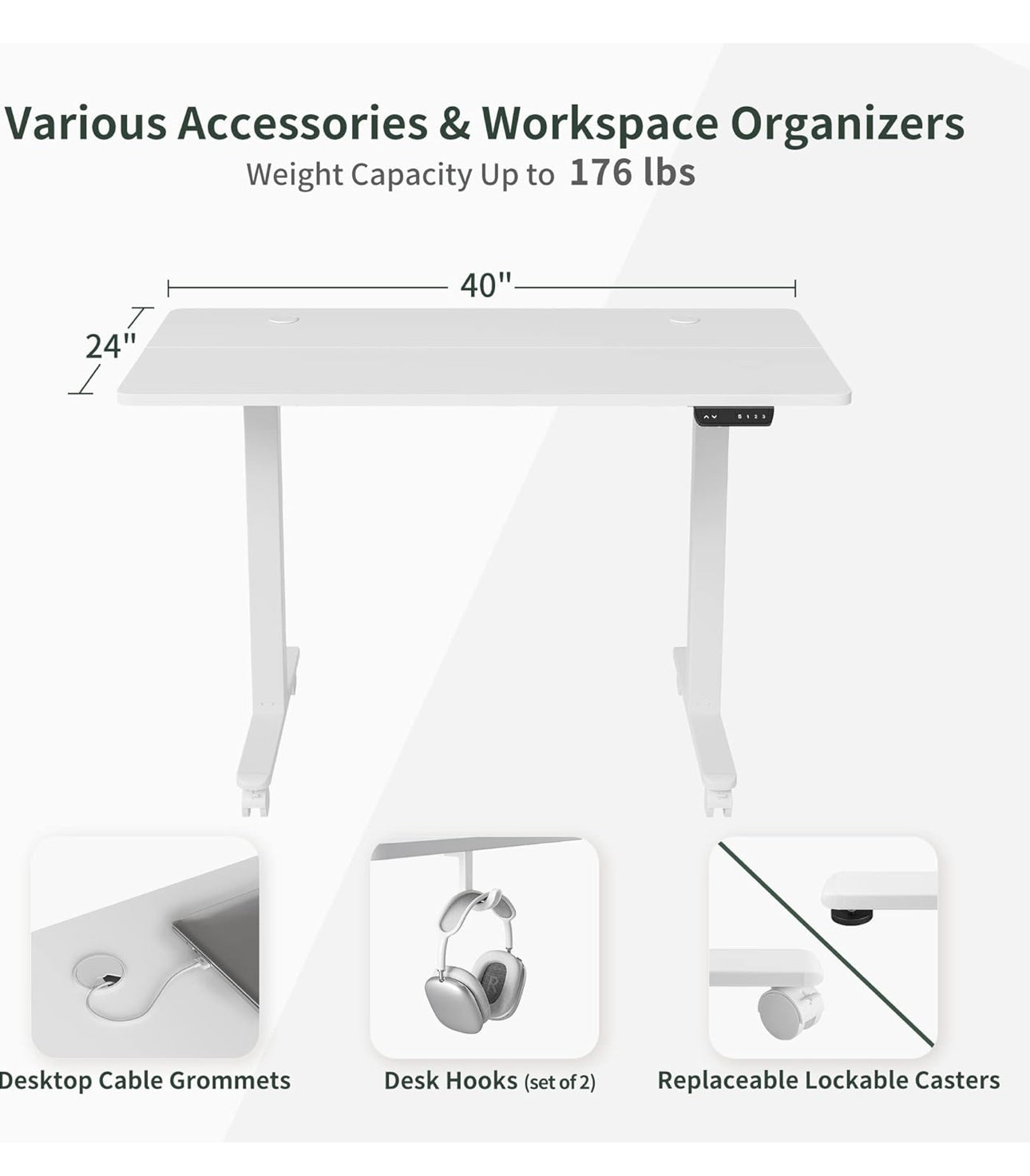 Height Adjustable Electric , 100 x 60 cm desk
