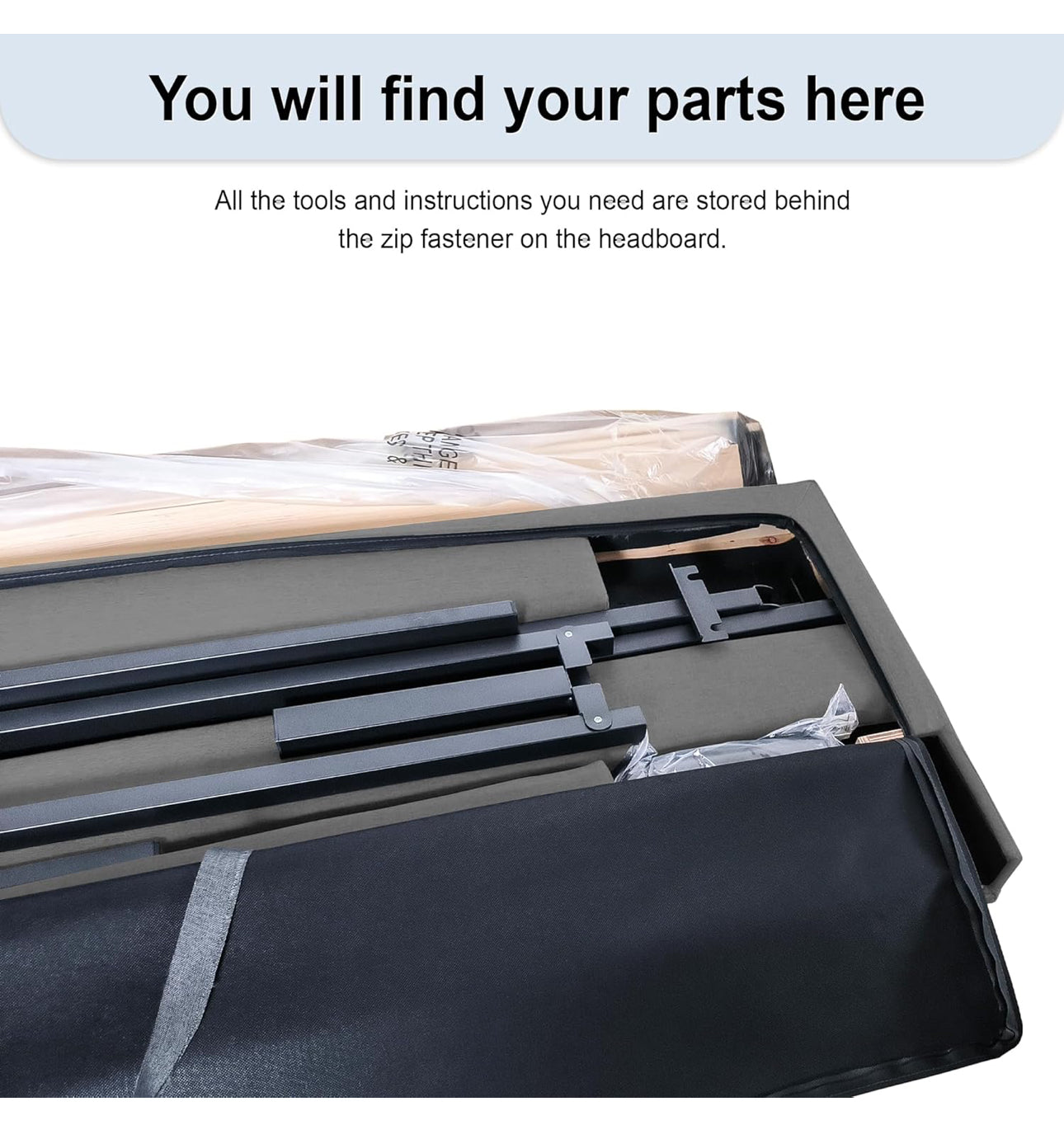 Small Double Bed Frame, Light Grey