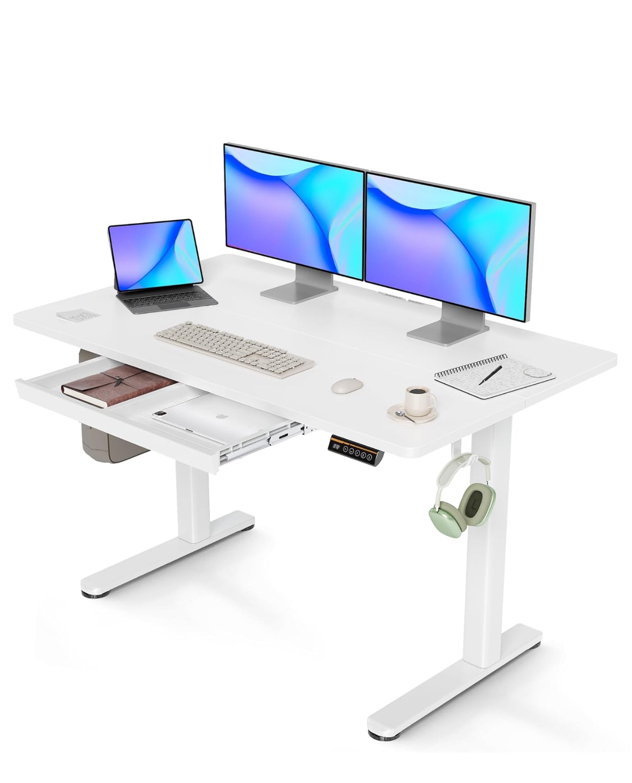 Electric Standing Desk with Drawer 120 x 60 cm