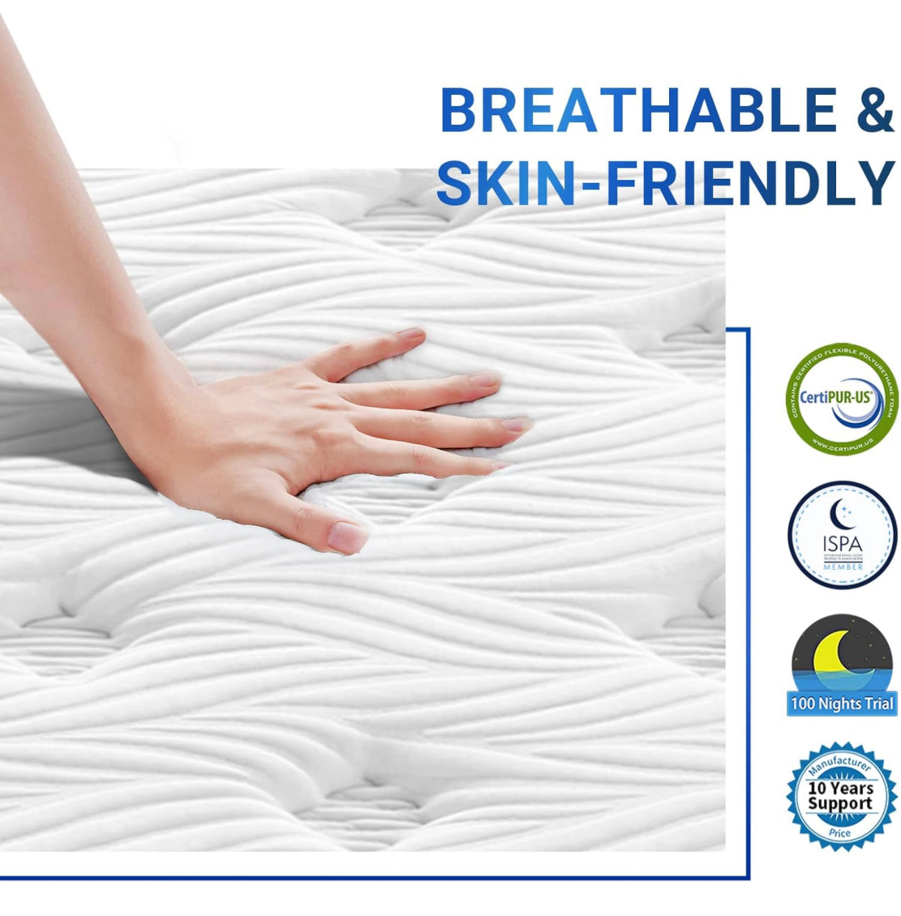 Single Mattress 3FT, 7 Inch Bamboo Fibers Foam and Spring