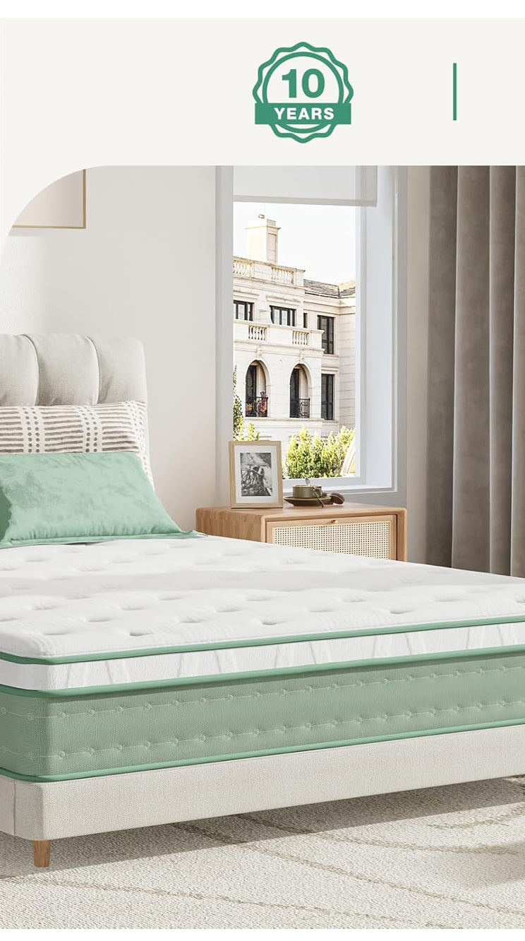 King mattress Size 9.8 Inch 3-Zone Gel Memory Foam Pocket Sprung Mattress