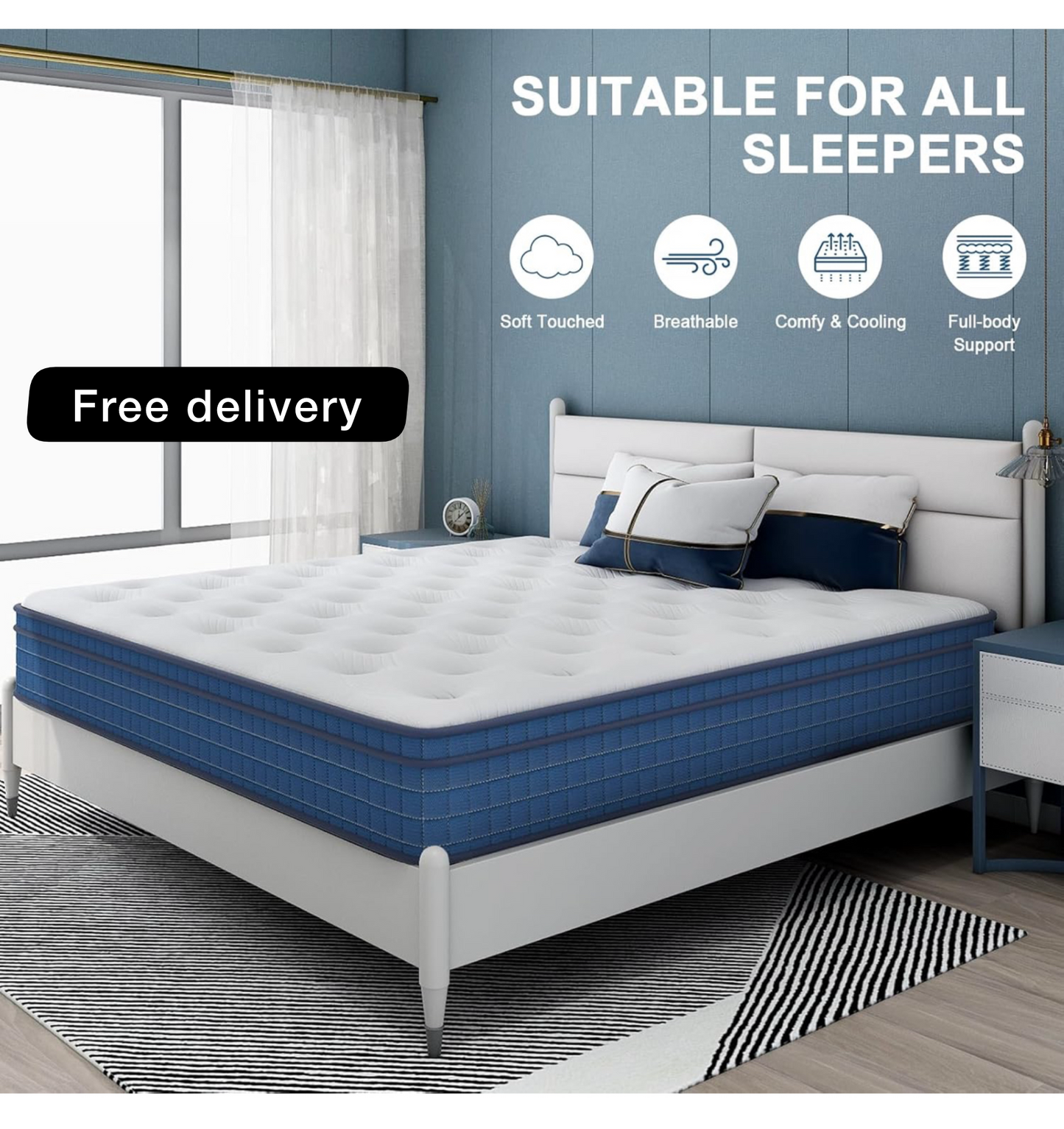 Double Mattress, 4FT6 Hybrid Mattress with Pocket Sprung