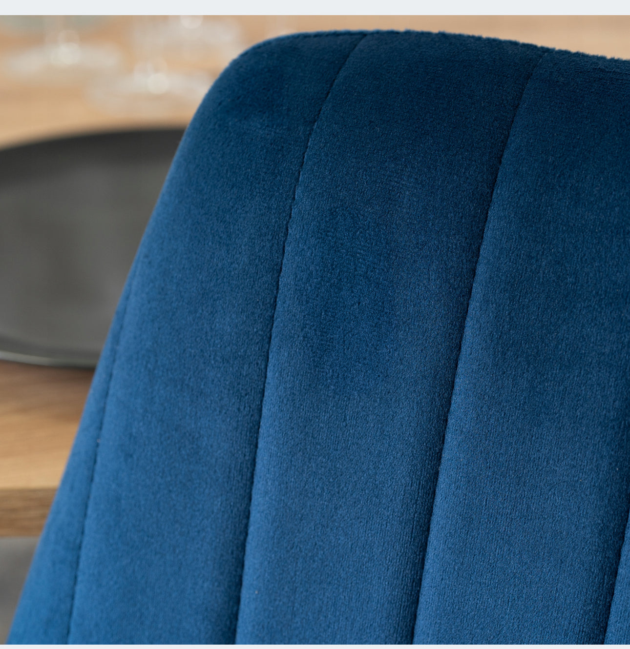 Set of 4 Upholstered Chairs Velour  Blue
