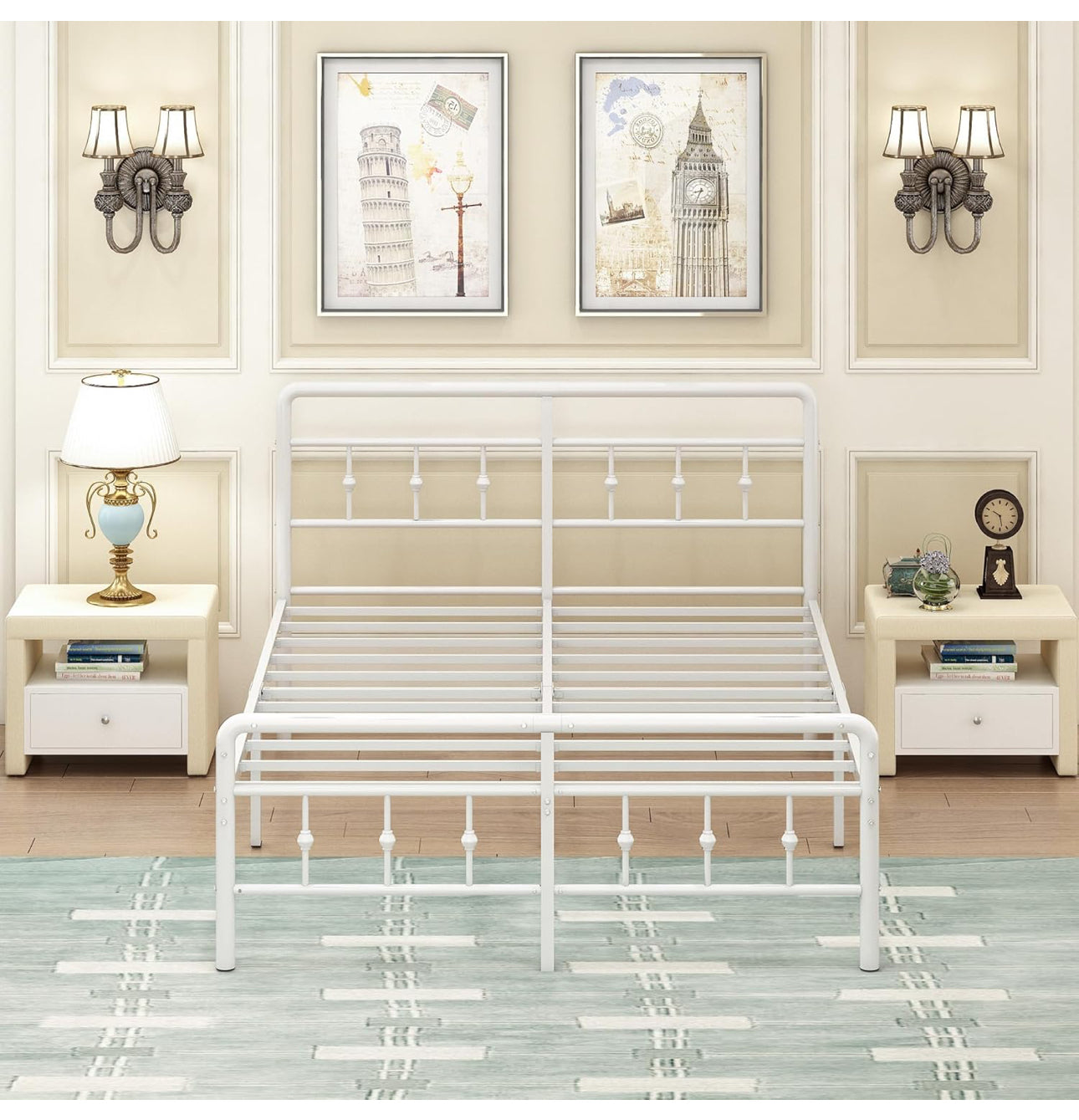 Double Bed Frame 4ft6 with Headboard and Footboard, Metal Bed Frame Double 46 cm High