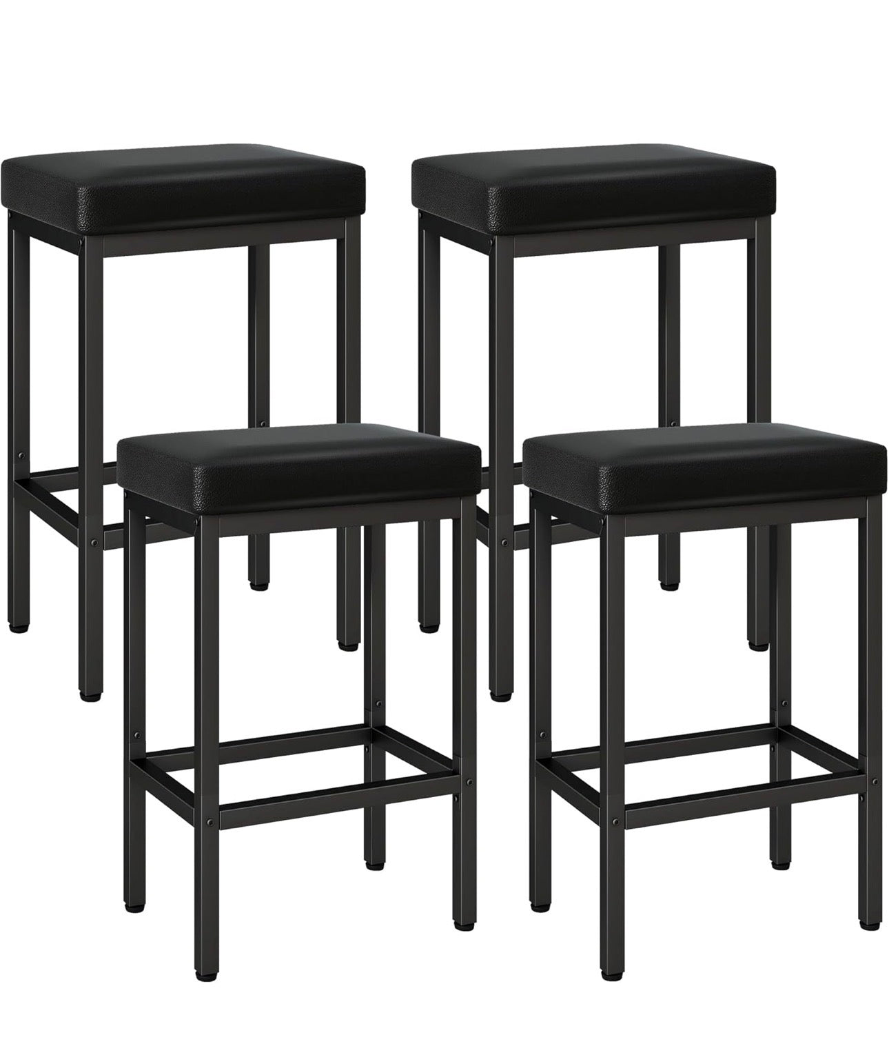 66 cm Bar Stools Set of 4, Black Breakfast Barstools