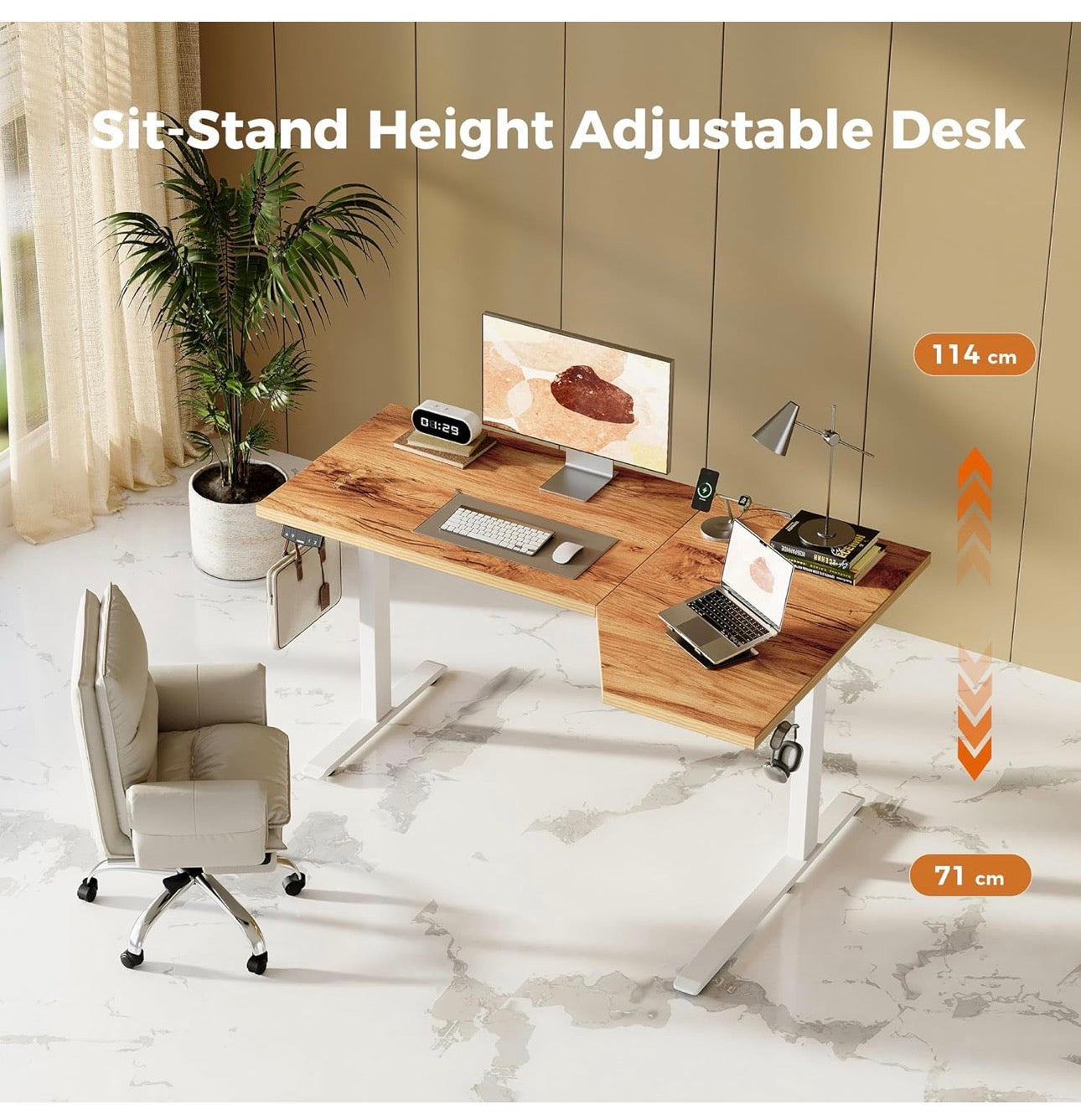L-Shaped Electric Standing Desk, 140cm Height Adjustable