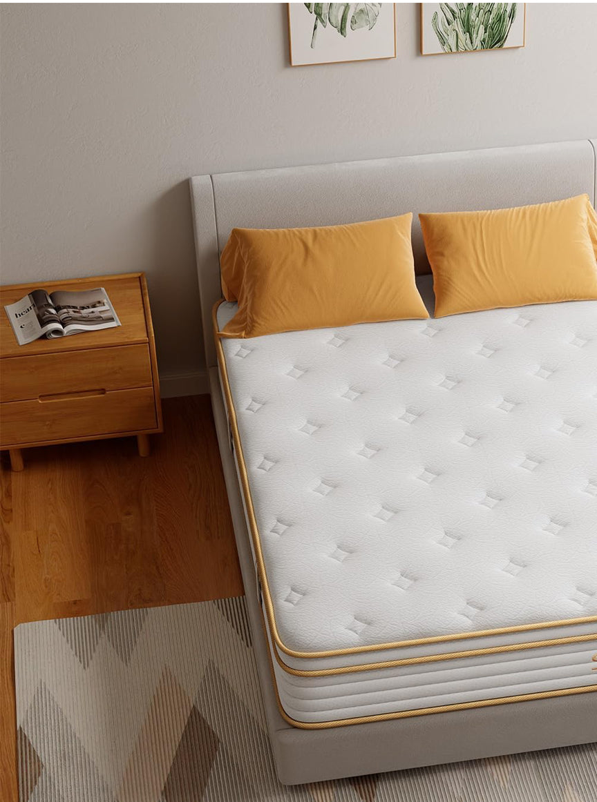 Double Mattress 10.6 Inch Memory Foam Hybrid Medium Firm, 135x190x27cm