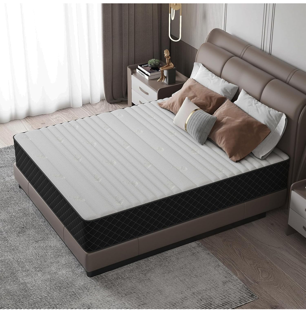 Single Mattress, 10 Inch Hybrid Mattress with Breathable Foam and Individually Pocket Spring