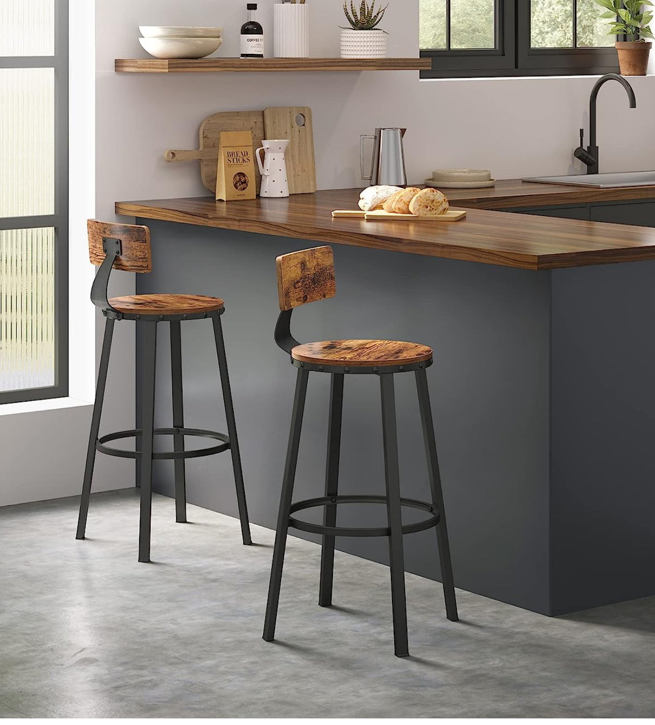 Bar Stools, Set of 2 Tall Bar Stools