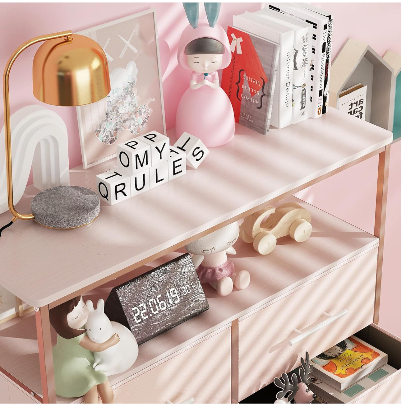 Chest of Drawers, Dresser for Bedroom with 8 Fabric Drawers
