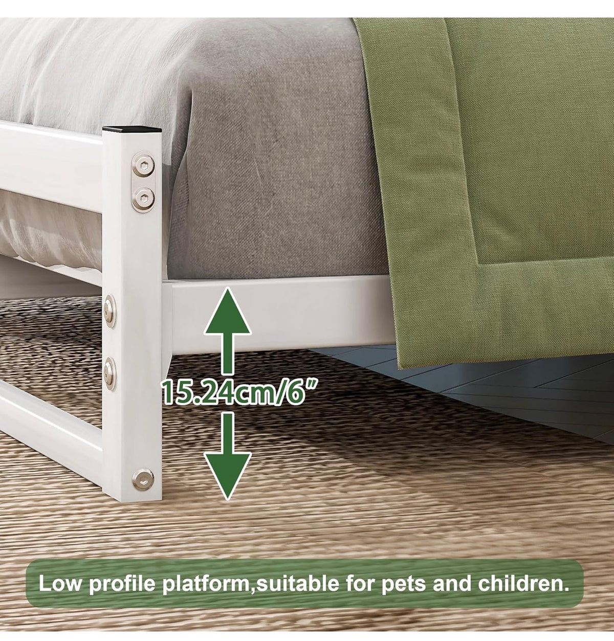 King Size Bed Frame,Metal Platform Low Bed Frame King Size,White
Bed Base with Heavy Duty Steel Slats,5ft Floor BedKing Beds,Mattress Foundation,No Box Spring Needed,Noise Free,Easy Assembly
