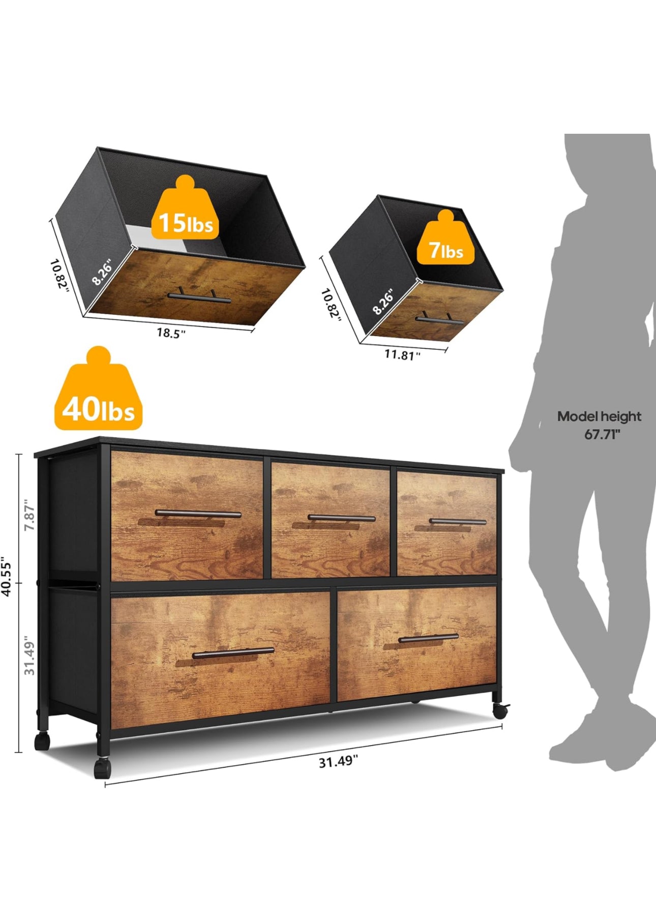 Chest of Drawers with 5 Drawers