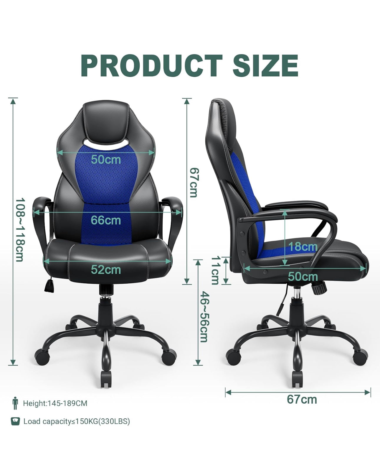 Office Chair Racing Style Blue