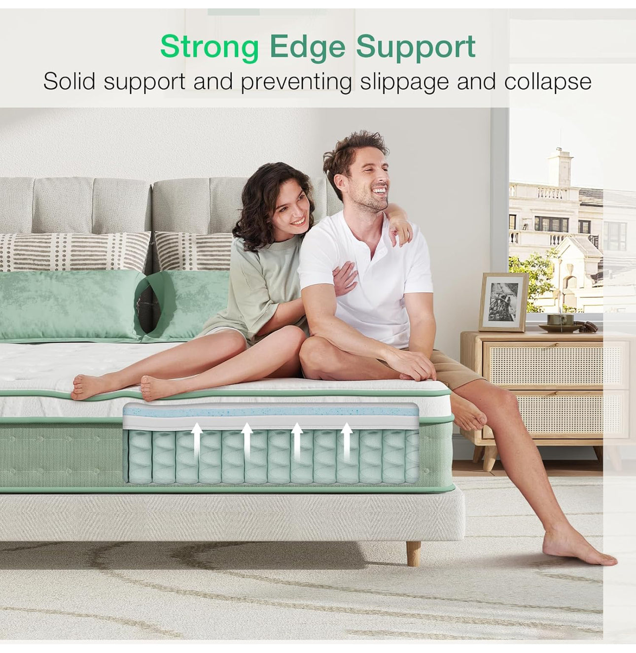 King mattress Size 9.8 Inch 3-Zone Gel Memory Foam Pocket Sprung Mattress