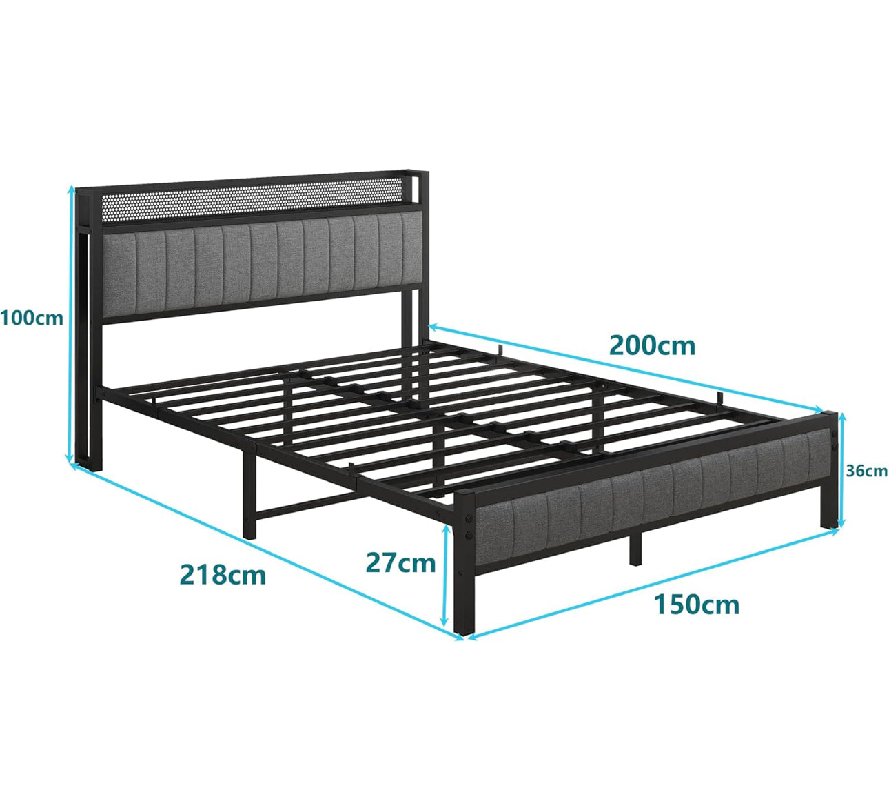 King Size Bed Frame With Storage Headboard