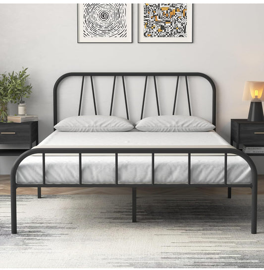 King Bed Frame, Solid Metal Bed Frame, Modern