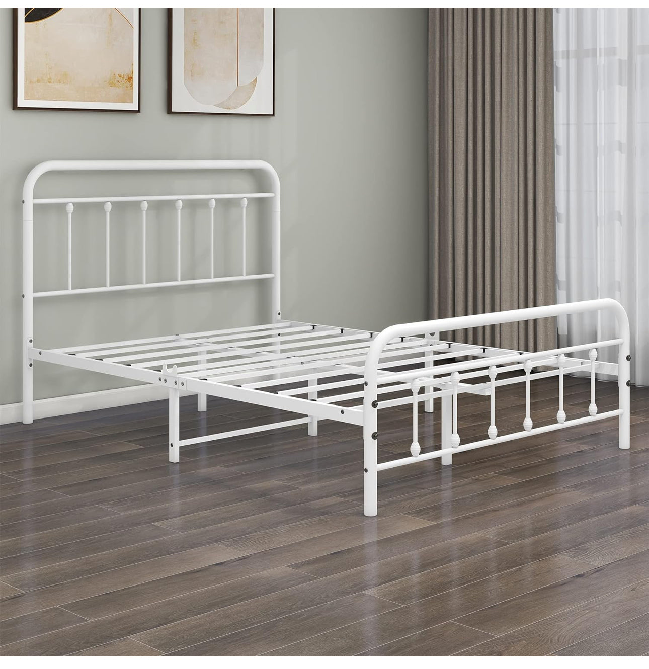 Double Bed Frame with Headboard and Footboard Storage Under Bed