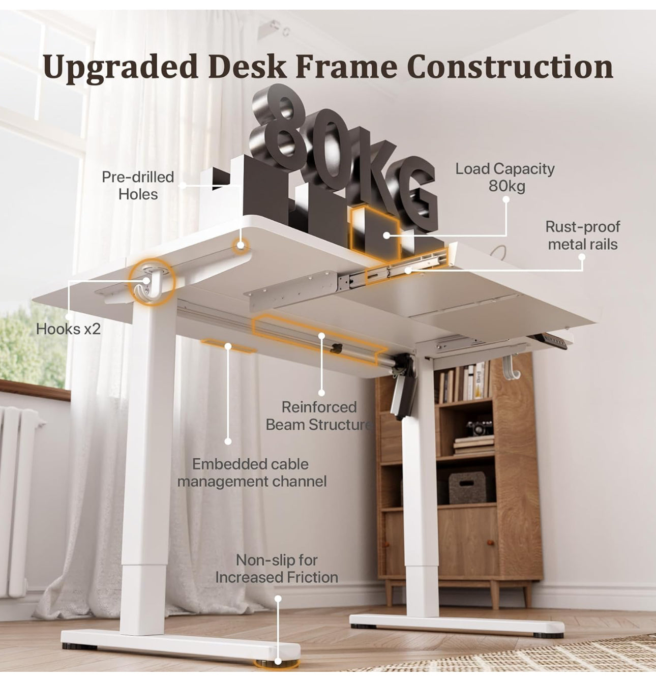 Electric Standing Desk with Drawer 120 x 60 cm