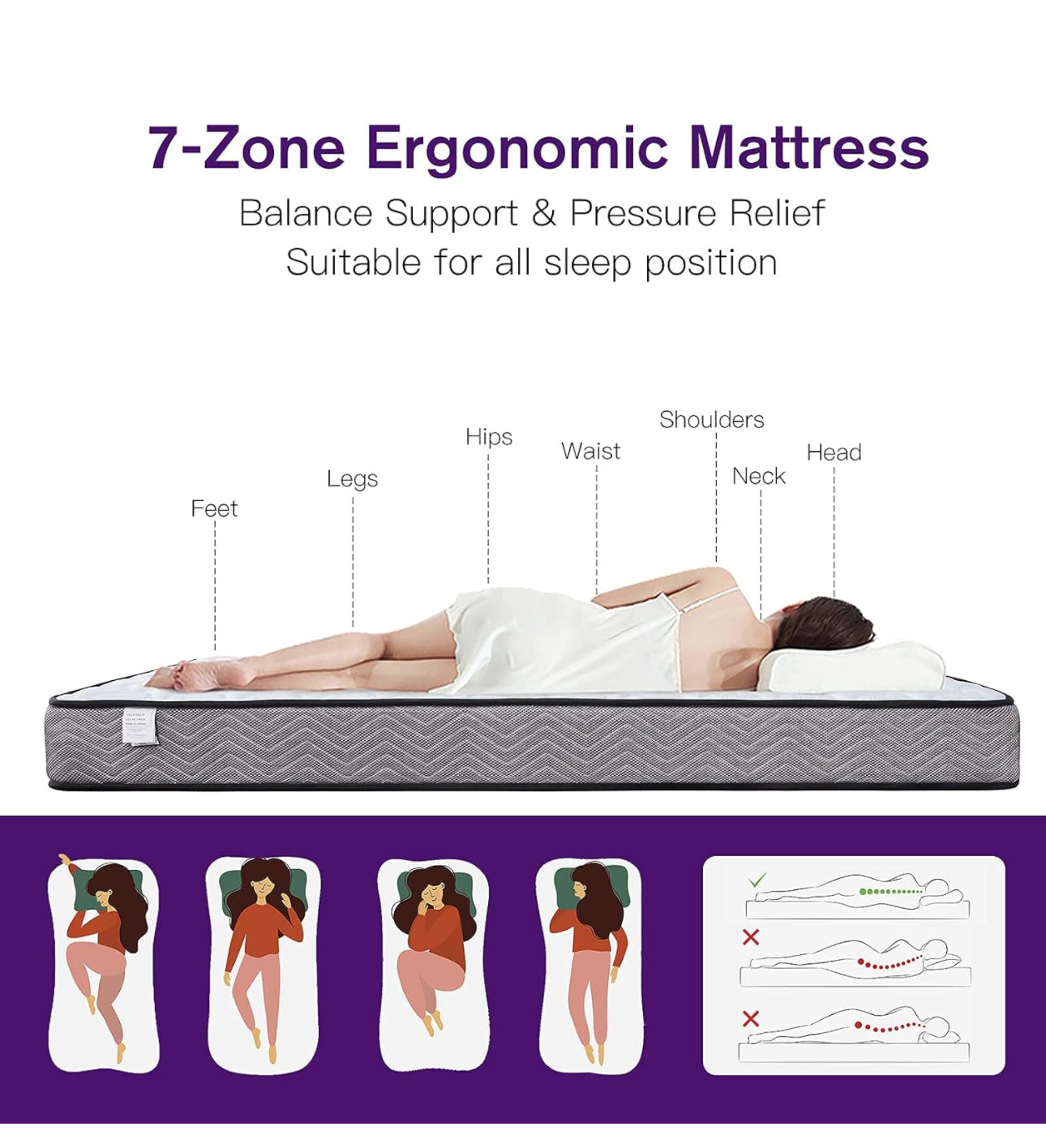 Double Mattress 4FT6 Memory Foam Sprung Mattress