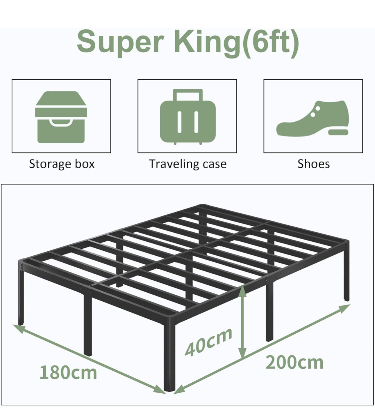 High Super King Bed Frame, 180 x 200x41 cm